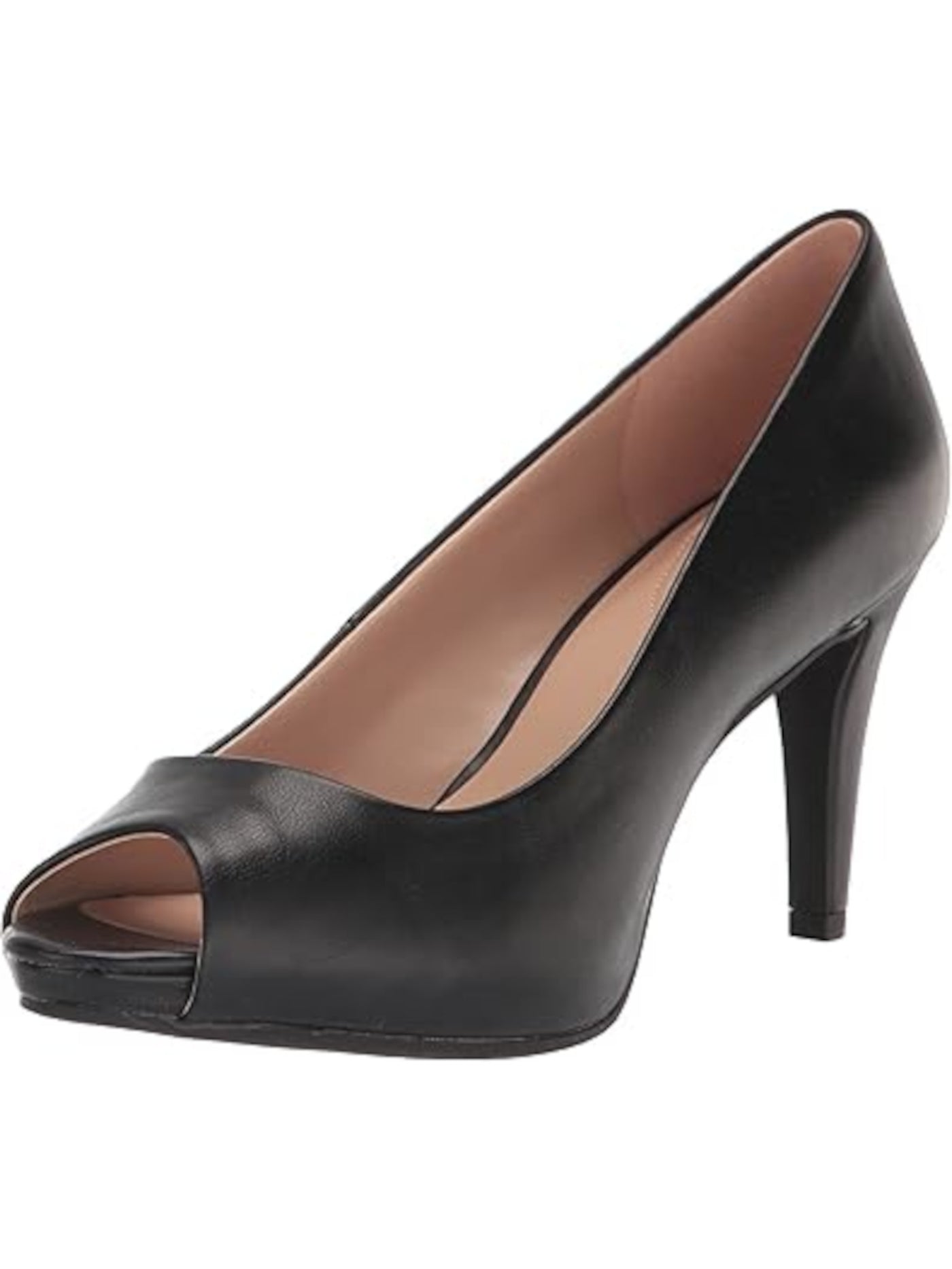 BANDOLINO Womens Black 1/2" Platform Cushioned Rainaa Peep Toe Stiletto Slip On Dress Pumps Shoes 7.5 M