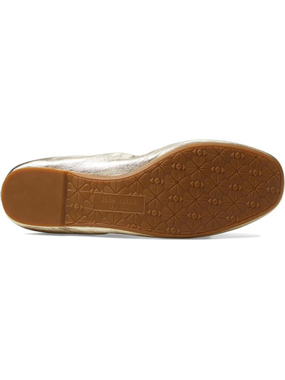 KATE SPADE NEW YORK Womens Gold Metallic Elasticized Bow Accent Padded Claudette Round Toe Slip On Leather Ballet Flats B