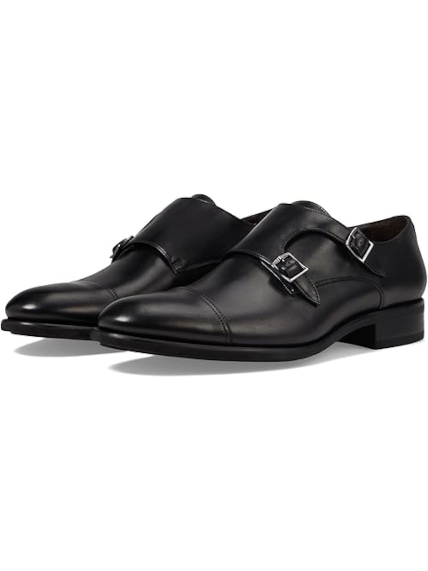 TO BOOT NEW YORK Mens Black Monk Strap Closure Flexible Padded Lightweight Water Resistant Hammill Cap Toe Block Heel Buckle Leather Dress Loafers Shoes 11