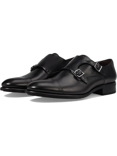 TO BOOT NEW YORK Mens Black Monk Strap Closure Flexible Padded Lightweight Water Resistant Hammill Cap Toe Block Heel Buckle Leather Dress Loafers Shoes 11