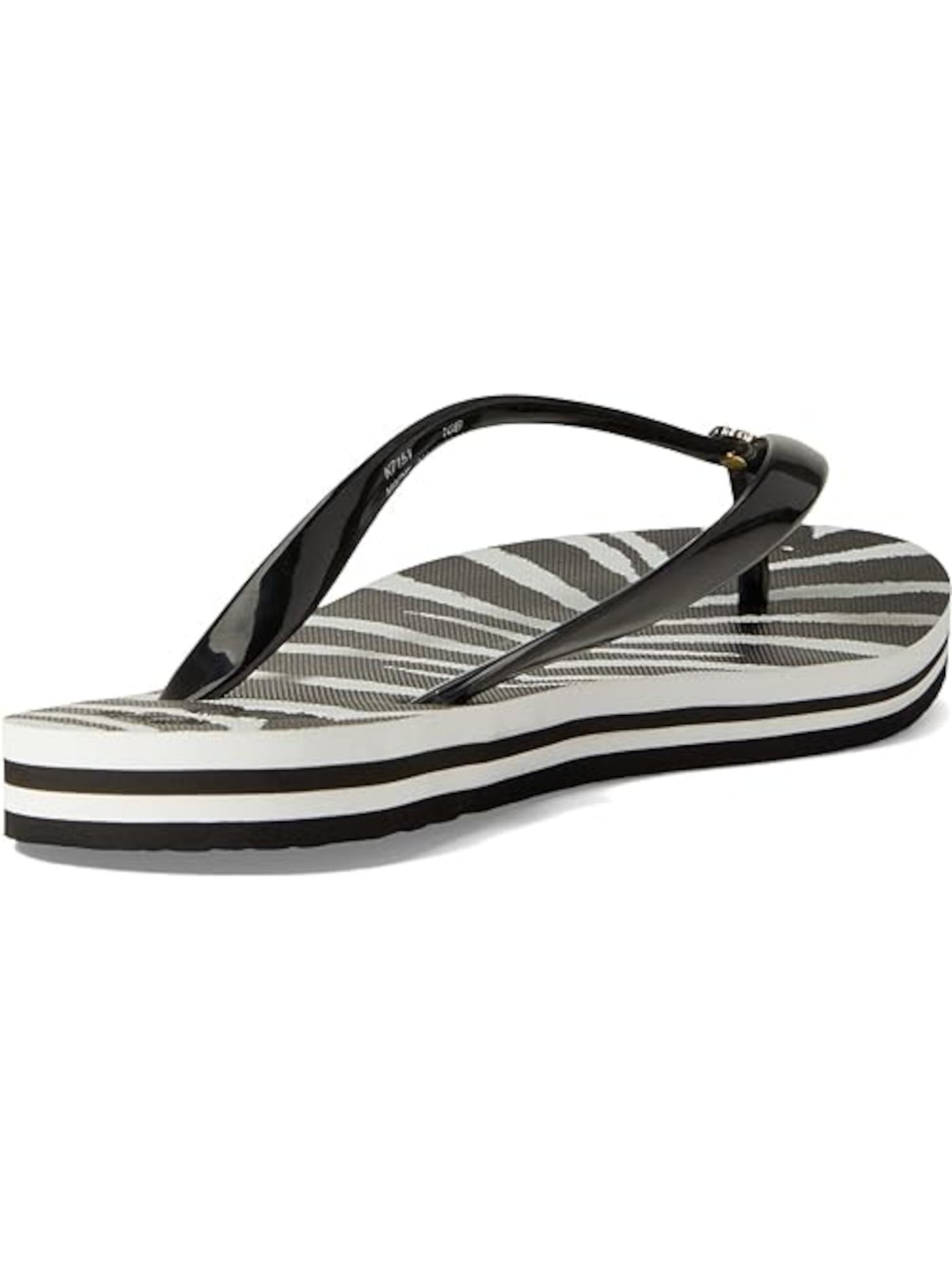 KATE SPADE NEW YORK Womens Black Zebra Footbed Logo Hardware Padded Flyaway Round Toe Slip On Flip Flop Sandal 11 B
