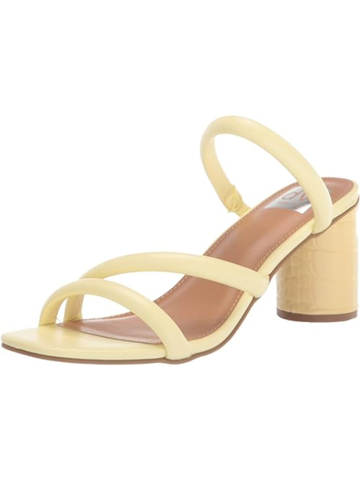 DV DOLCE VITA Womens Yellow Myla Square Toe Block Heel Slip On Heeled Sandal 8 M