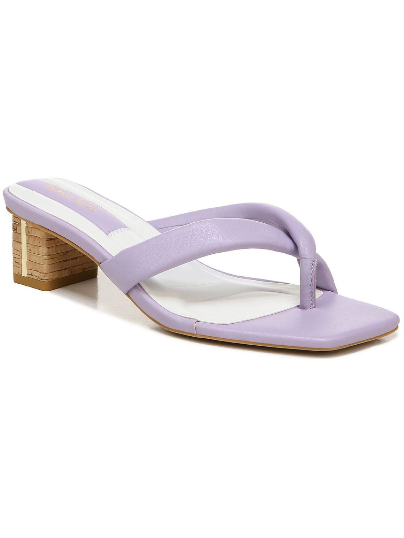 FRANCO SARTO Womens Purple Cushioned Carmella Open Toe Block Heel Slip On Leather Heeled Sandal 6.5 M