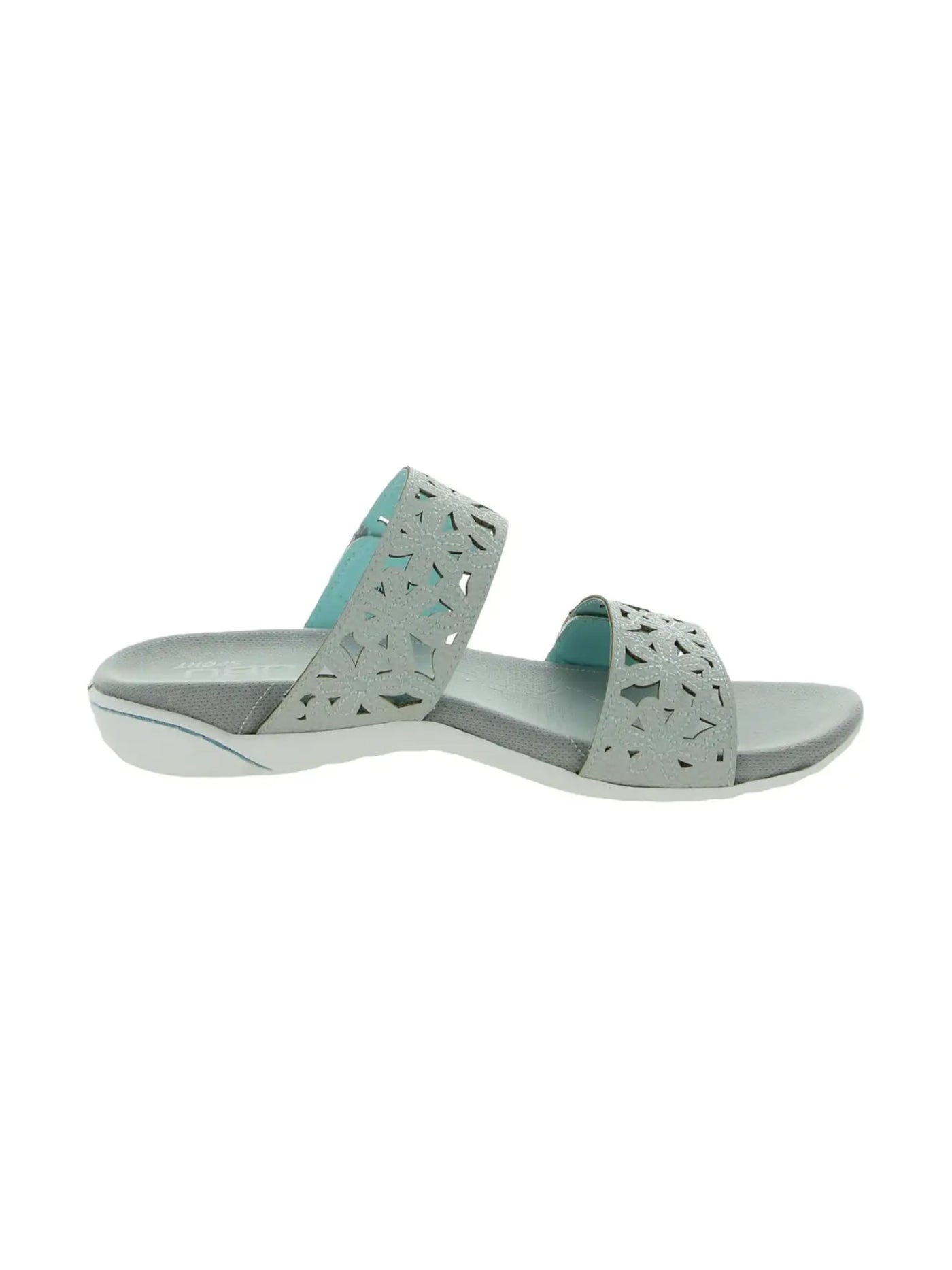 JBU SPORT Womens Gray Adjustable Wildflower Round Toe Slide Sandals 6 M