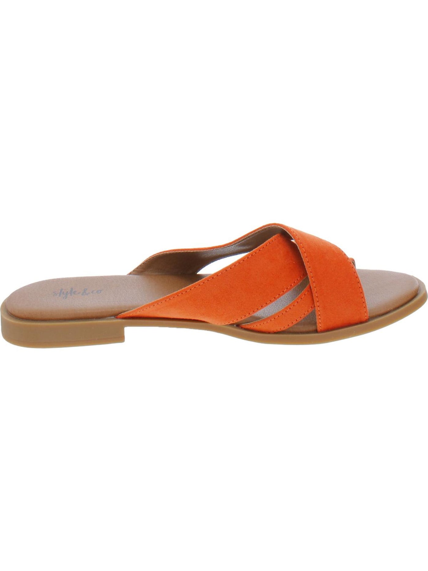 STYLE & COMPANY Womens Orange Cushioned Carolyn Round Toe Slip On Sandals Shoes 7.5 M