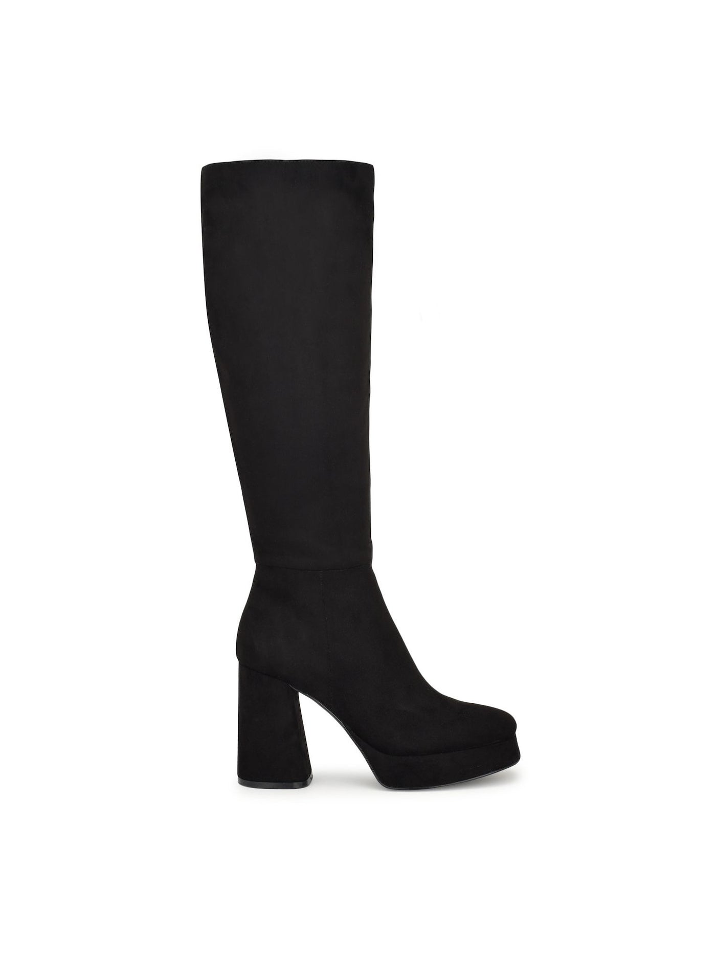 NINE WEST Womens Black 1" Platform Padded Vadda Square Toe Block Heel Zip-Up Dress Boots 7 M