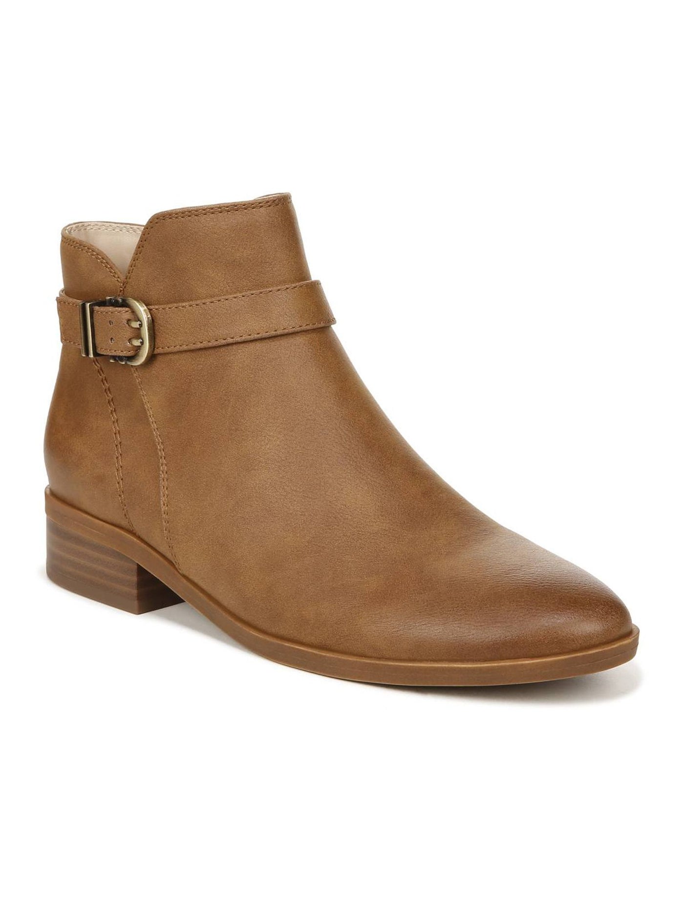 SOUL BY NATURALIZER Womens Brown Lightweight Flexible Buckle Accent Cushioned Rosaline Round Toe Block Heel Zip-Up Booties 8 M