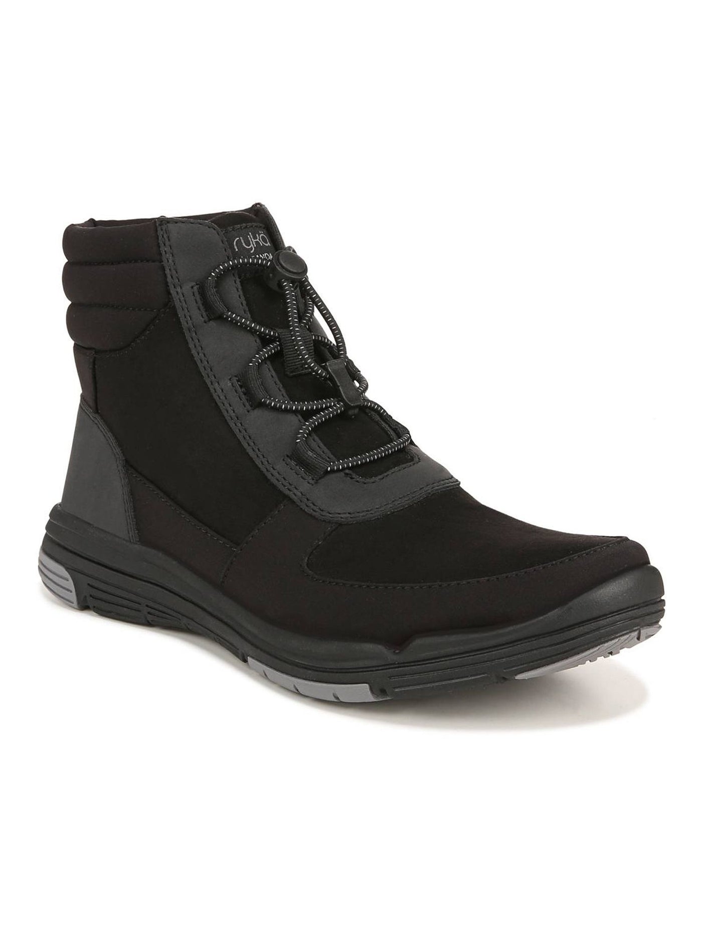 RYKA Womens Black Mixed Media Lightweight Flexible Padded Collar Arch Support Cushioned Amanda Round Toe Winter Boots 7 M