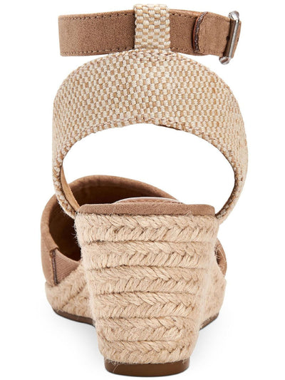 STYLE & COMPANY Womens Beige Mixed Media Ankle Strap Padded Mailena Round Toe Wedge Buckle Espadrille Shoes 7 W