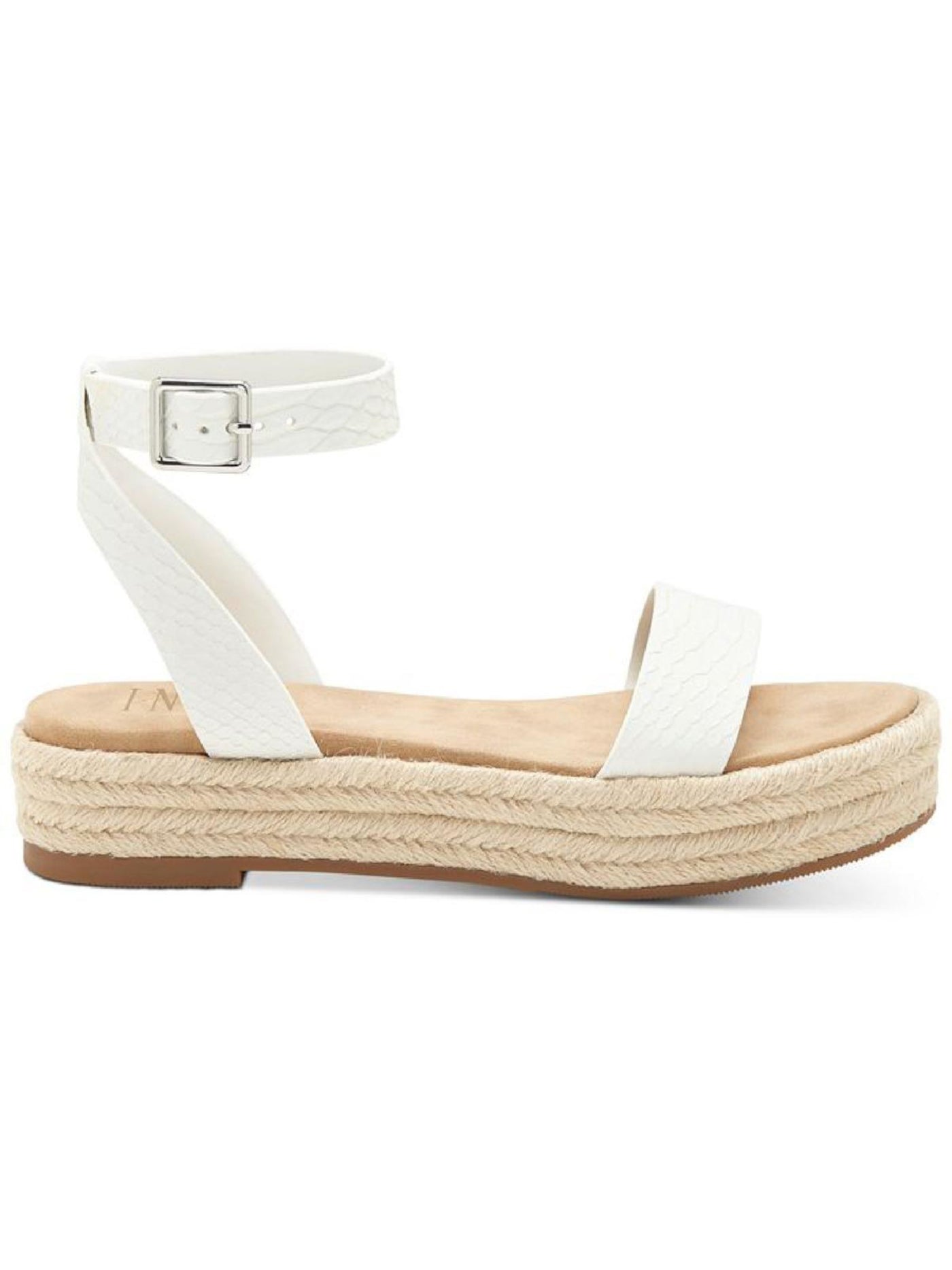 INC Womens White Comfort Ankle Strap Valetta Round Toe Platform Buckle Espadrille Shoes 9 M