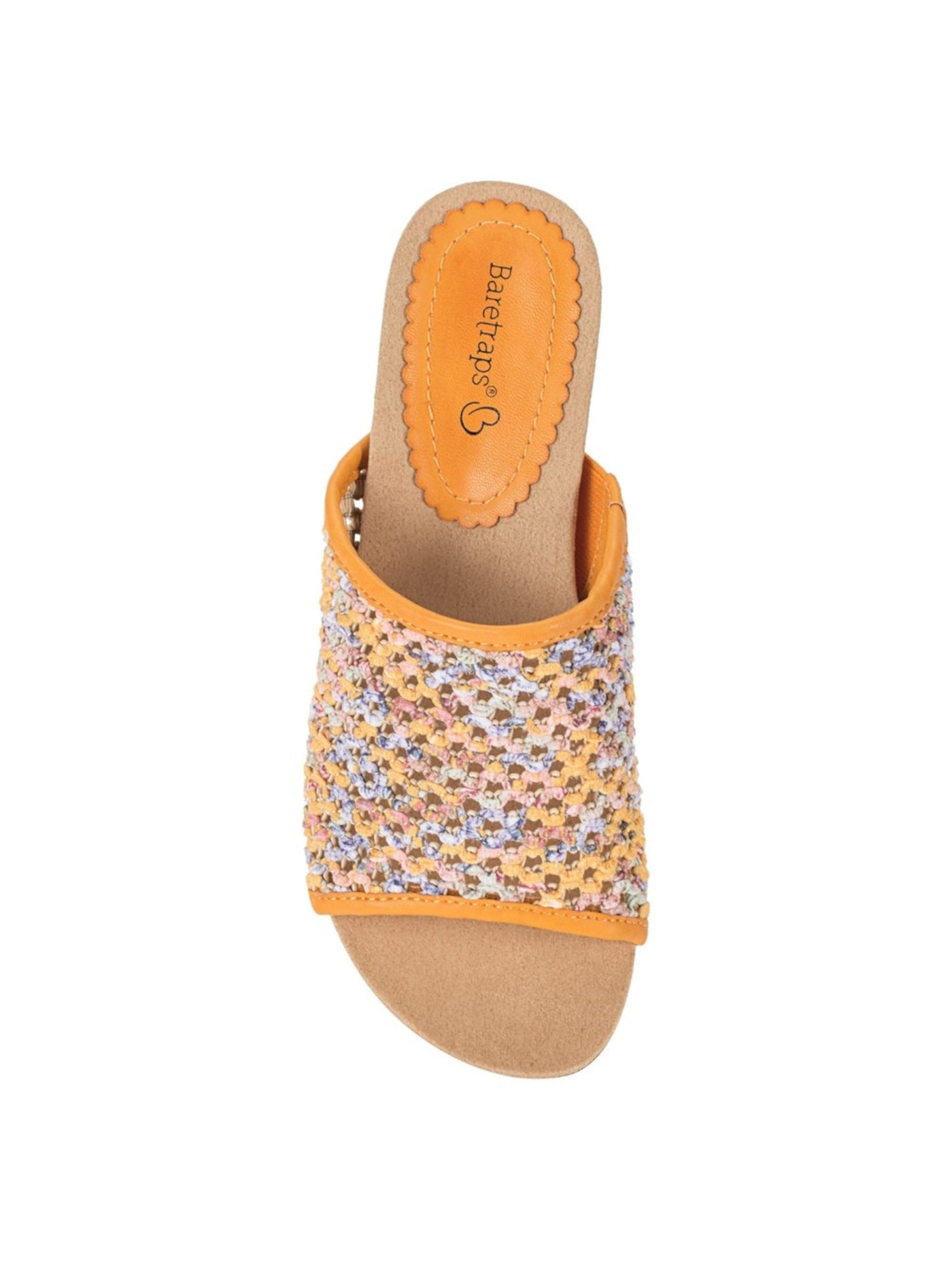 BARETRAPS Womens Gold Mixed Media Cork Wrapped Heel Goring Cushioned Breathable Flossey Open Toe Wedge Slip On Sandals Shoes 9.5 M
