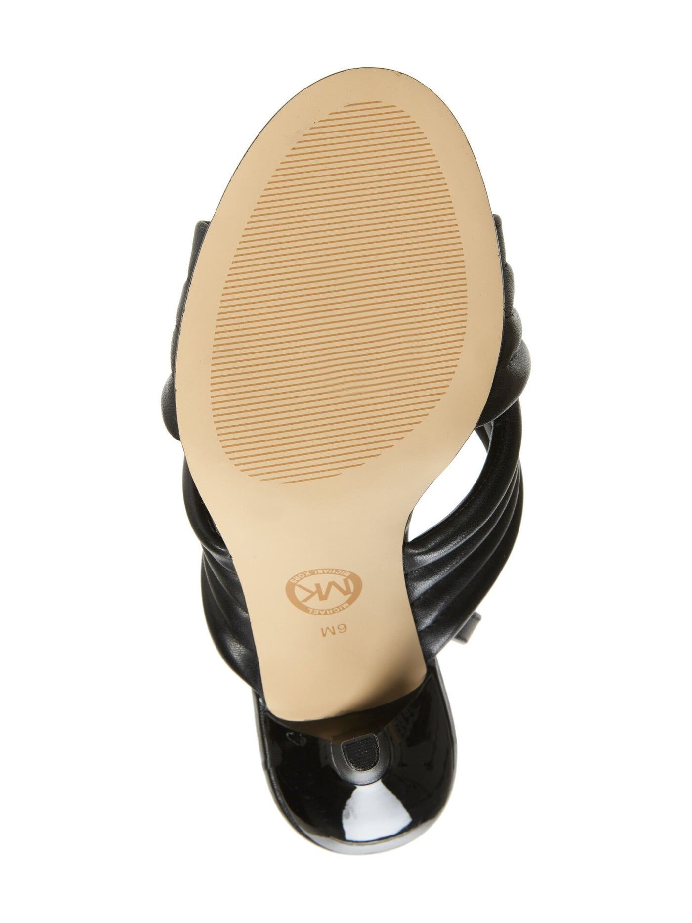 MICHAEL KORS Womens Black Puffy Crisscross Ankle Strap Adjustable Rocye Round Toe Stiletto Buckle Leather Dress Sandals Shoes M