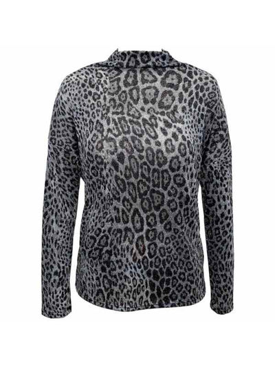 INC Womens Gray Animal Print Long Sleeve Top XL