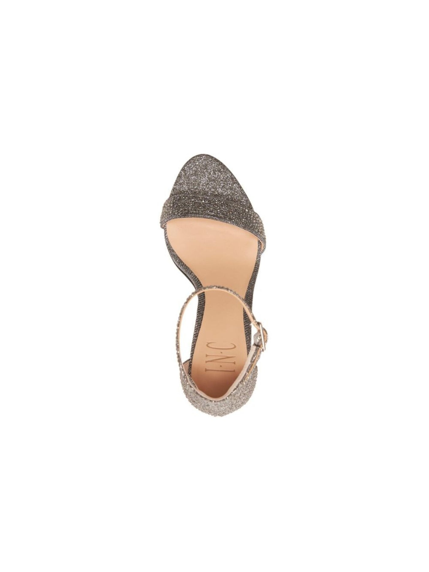 INC Womens Silver Memory Foam Ankle Strap Rhinestone Kivah Almond Toe Block Heel Buckle Dress Sandals Shoes 9 M