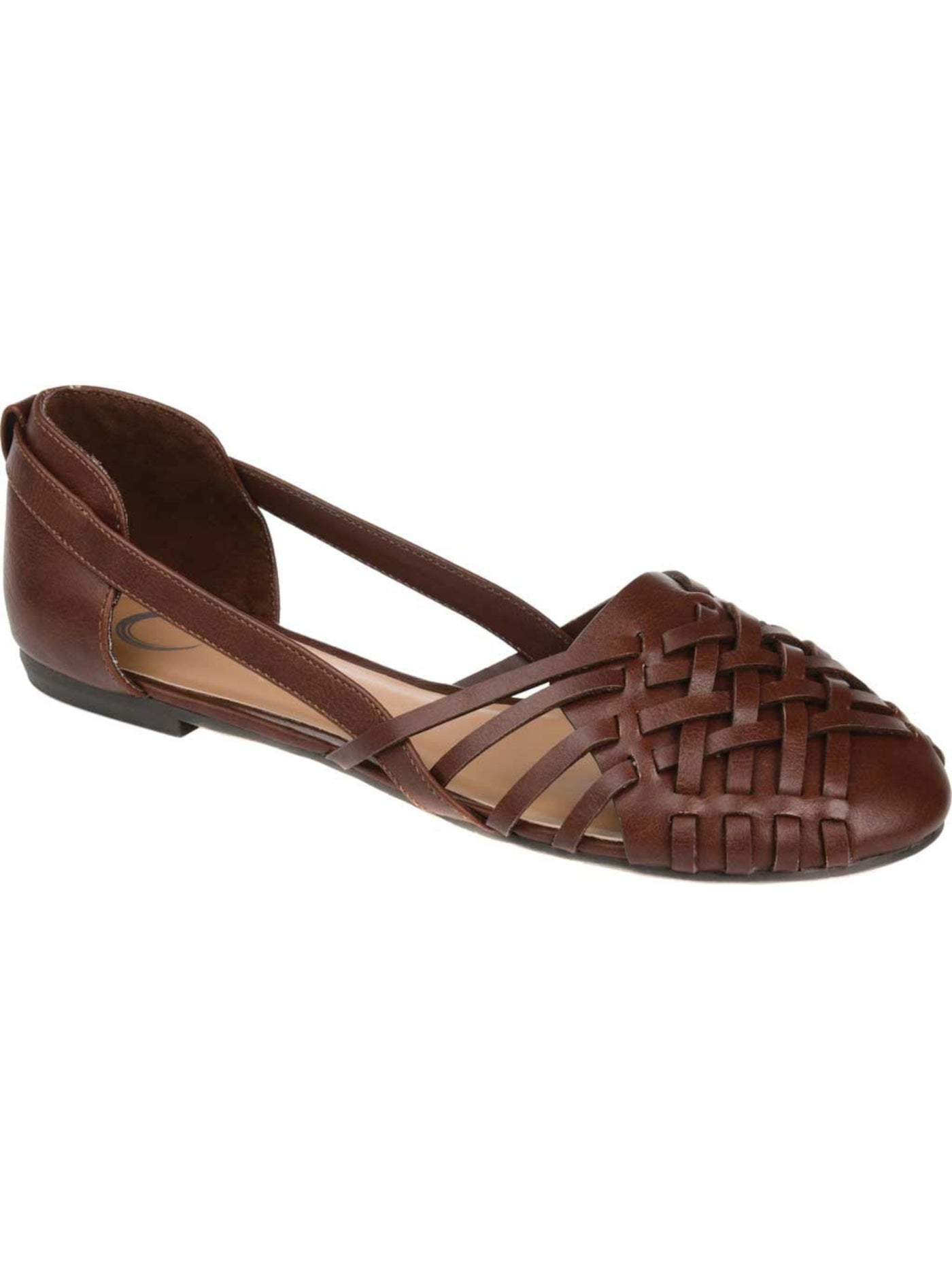 JOURNEE COLLECTION Womens Brown Padded Woven Ekko Round Toe Slip On Flats Shoes 6.5