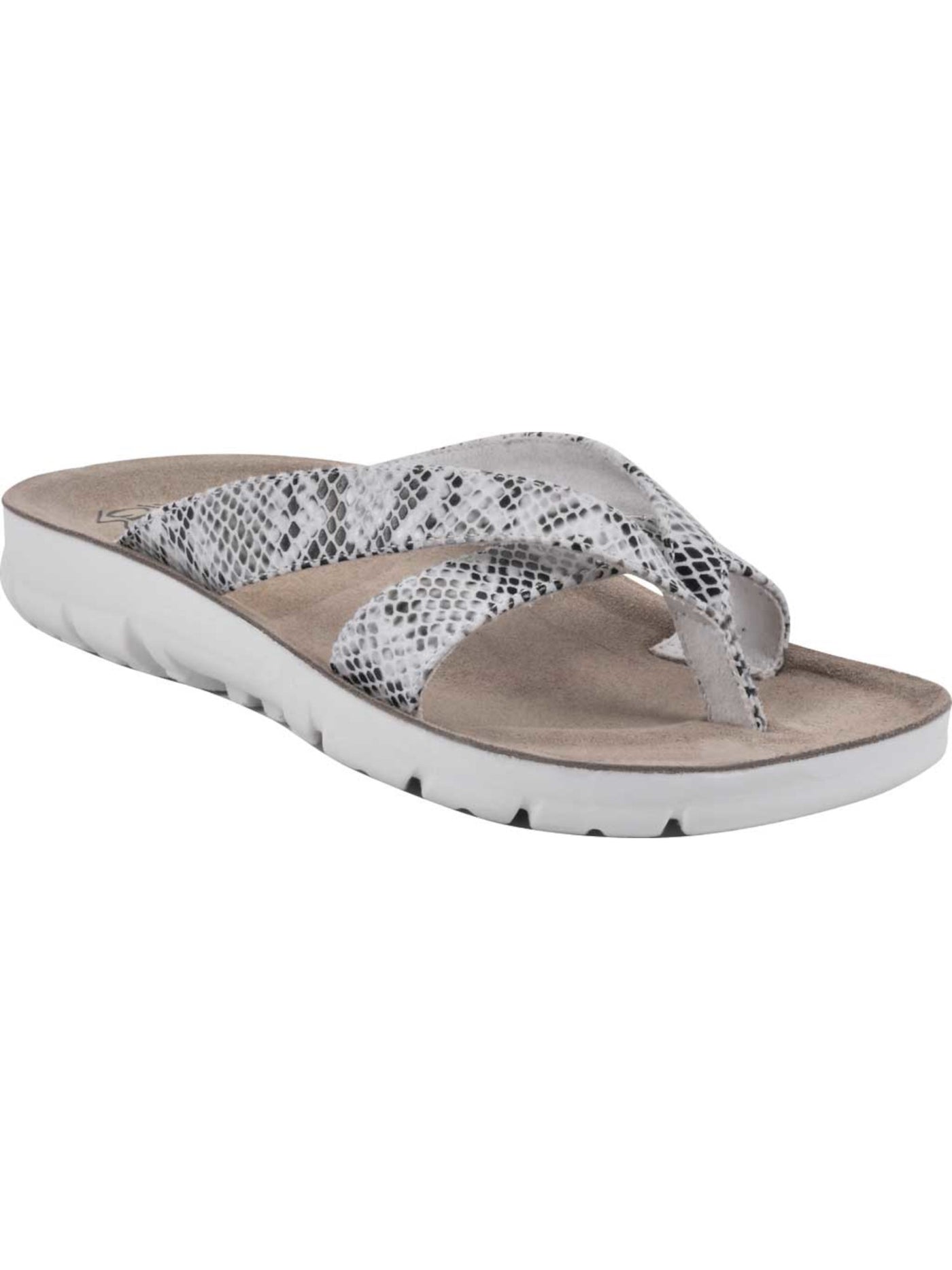 CLIFFS BY WHITE MOUNTAIN Womens Beige Snake Print Best Of Slip On Flip Flop Sandal 6.5 M