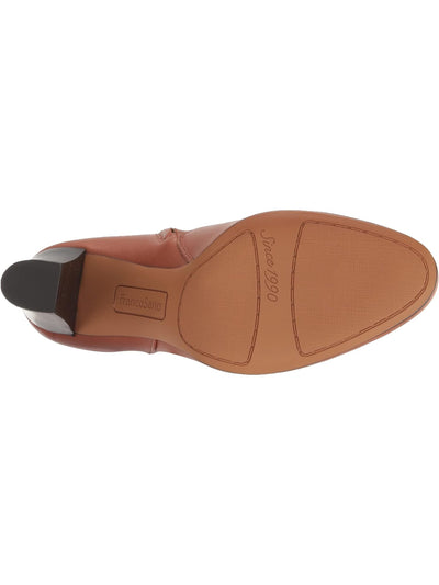 FRANCO SARTO Womens Brown Comfort Palermo Almond Toe Block Heel Zip-Up Leather Dress Heeled Boots M