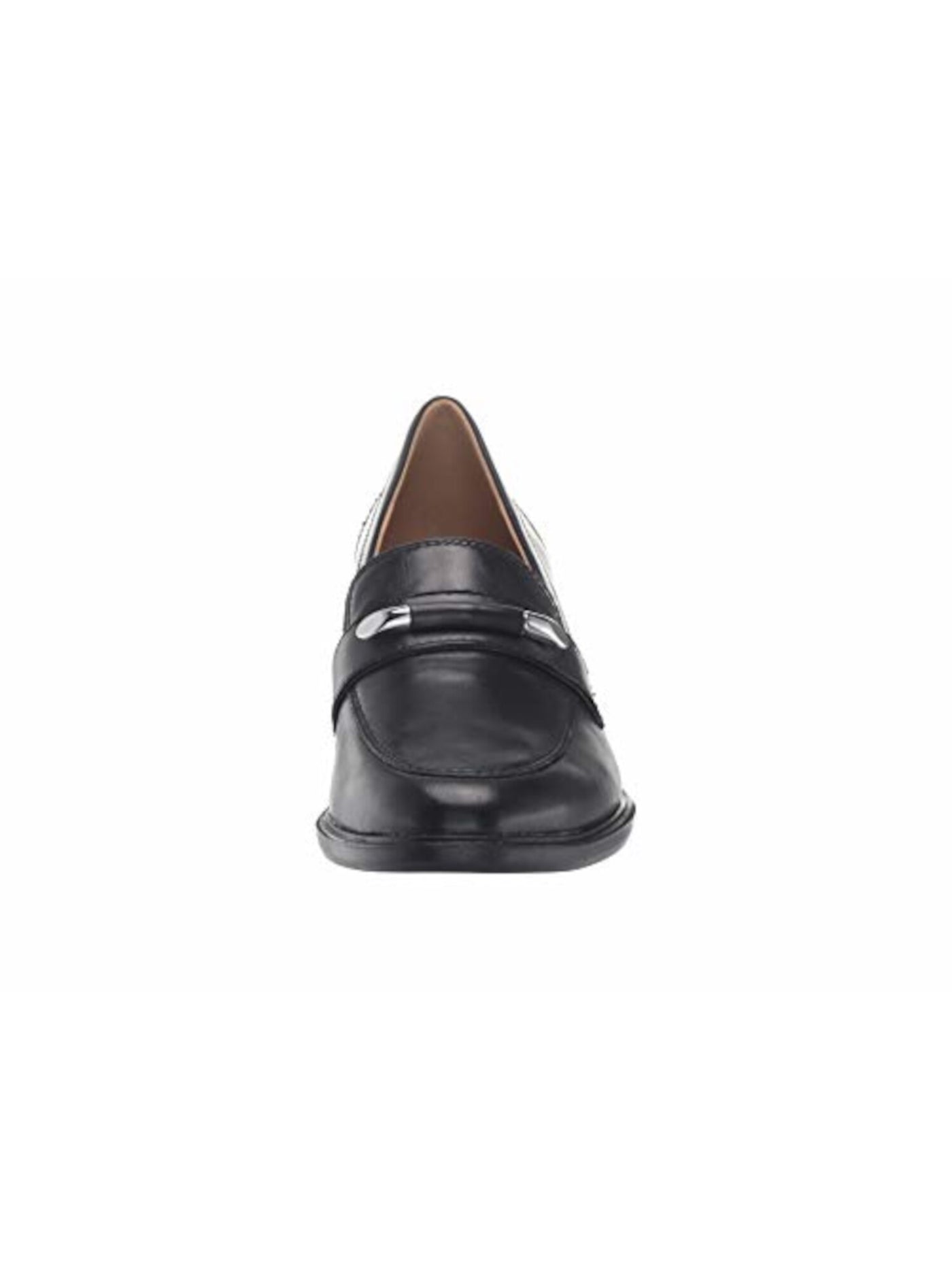 NATURALIZER Womens Black Padded Metallic Embellished Perla Round Toe Block Heel Slip On Leather Loafers 6 M