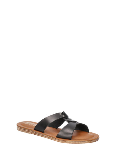 BELLA VITA Womens Black Twisted Padded Lightweight Dov-italy Open Toe Slip On Leather Slide Sandals Shoes 6.5 M