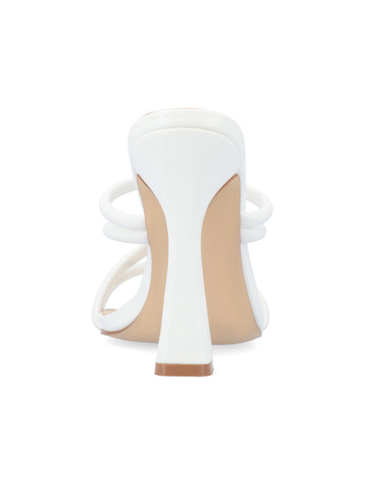 JOURNEE COLLECTION Womens White Cushioned Strappy Louisse Square Toe Flare Slip On Heeled Sandal 10