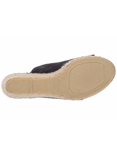 VINCE. Womens Navy Toe-Loop Padded Sutherland Round Toe Wedge Slip On Leather Espadrille Shoes M