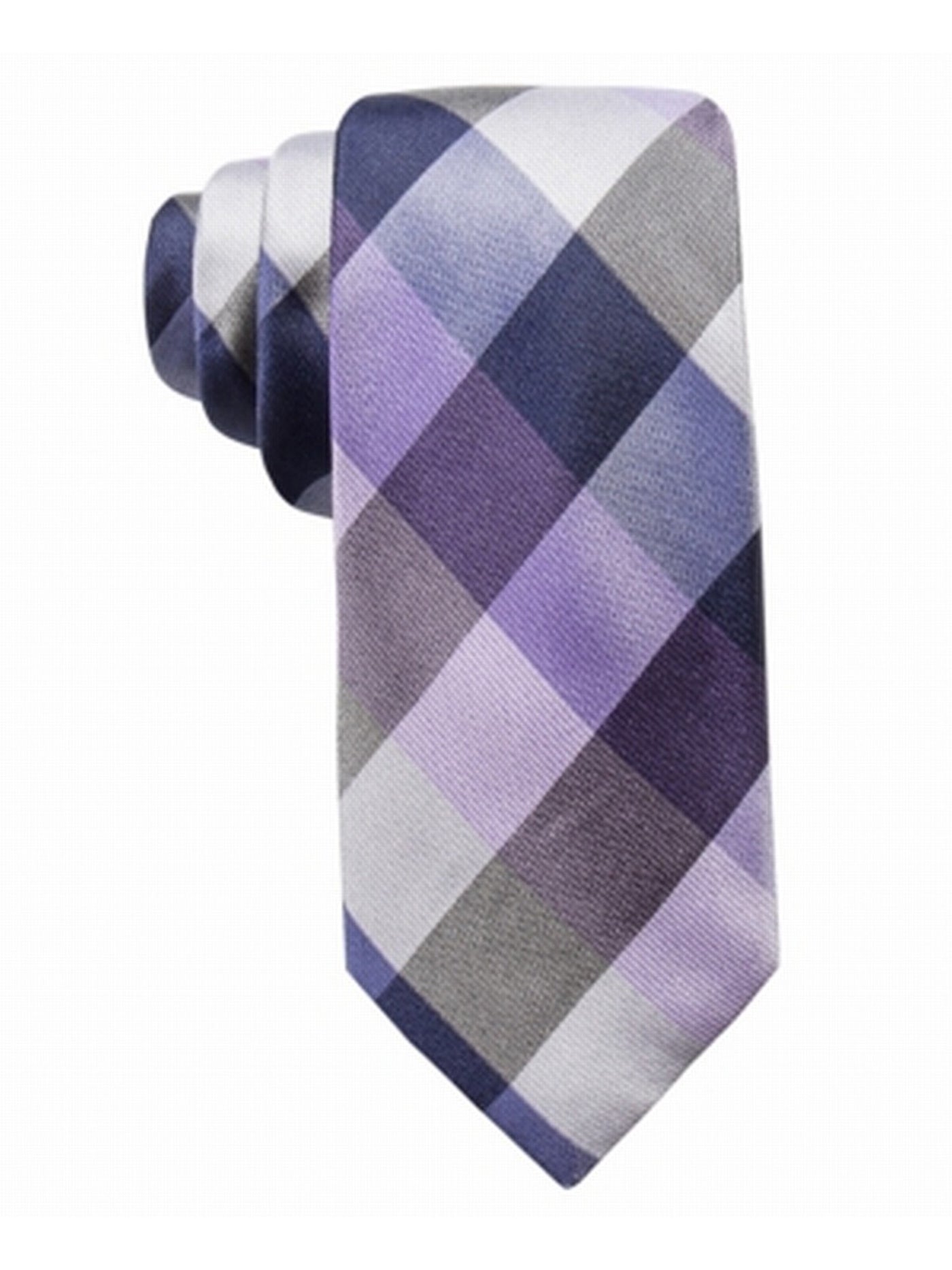 RYAN SEACREST Mens Purple Weho Check Silk Slim Neck Tie