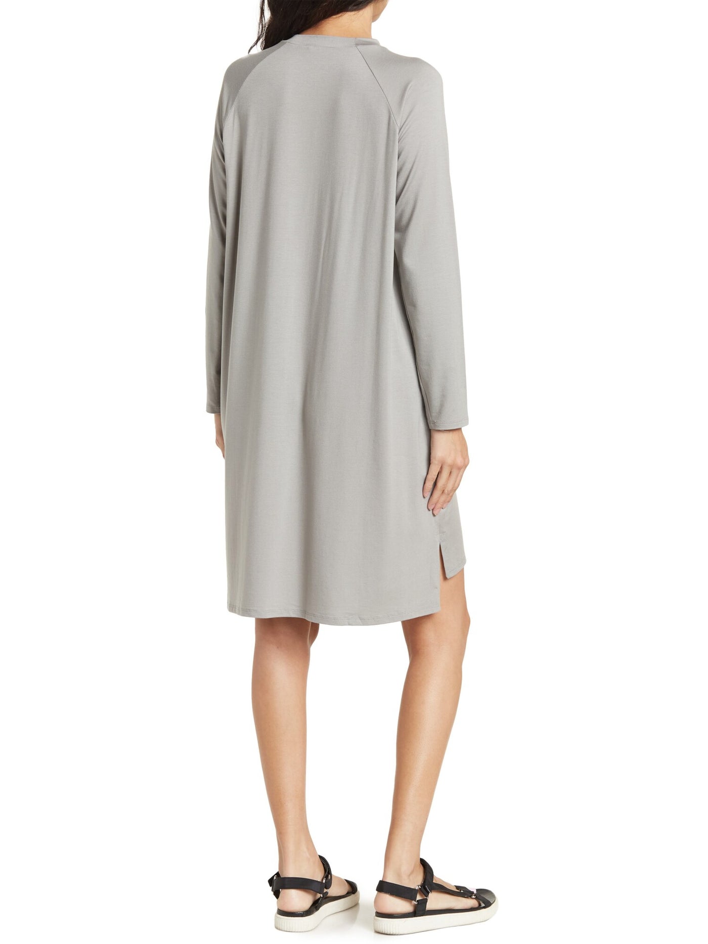 EILEEN FISHER Womens Gray Stretch Raglan Sleeve Crew Neck Above The Knee Shift Dress XS