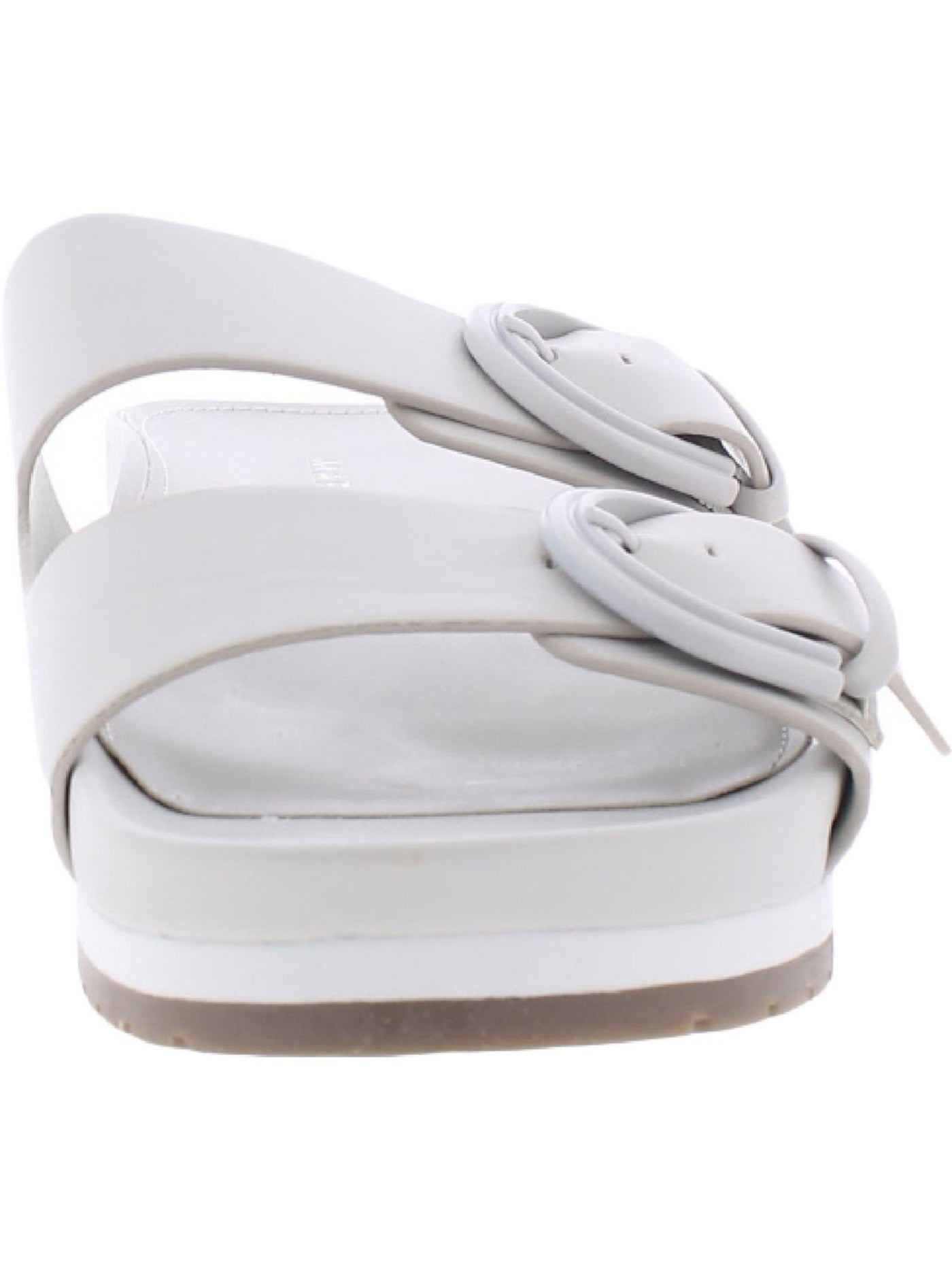 MARC FISHER Womens White Double Strap Keena Round Toe Slip On Sandals 9.5 M