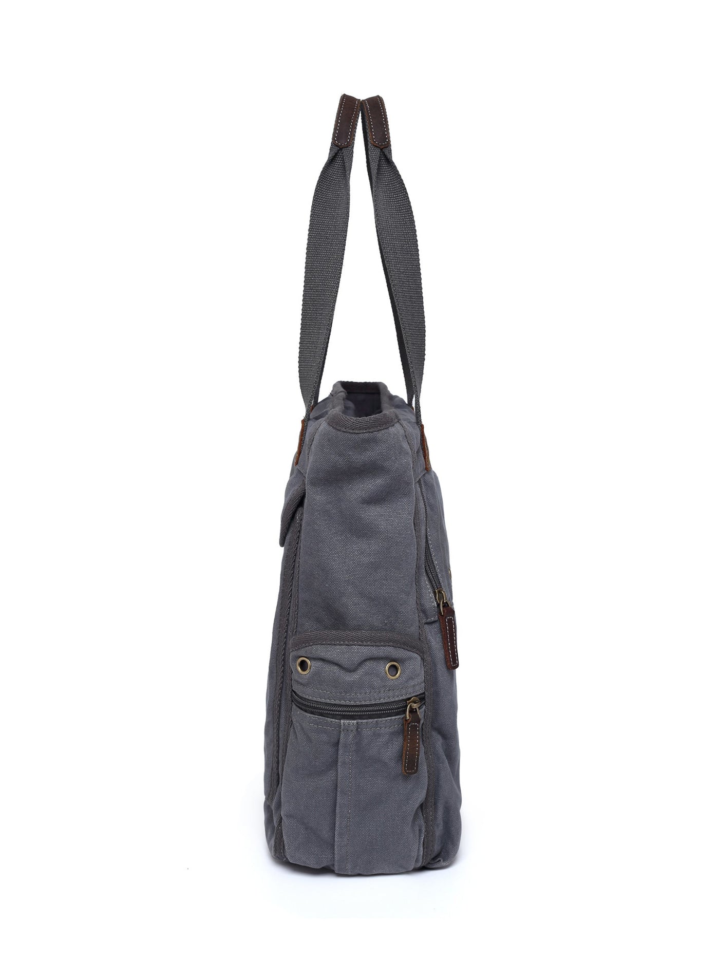 TSD Women's Gray Atona Embroidered Logo Heather Double Flat Strap Tote Handbag Purse