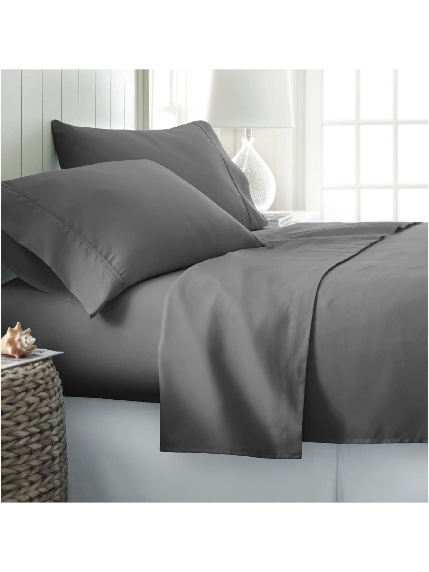 IENJOY HOME Gray Solid TWIN Sheet Set