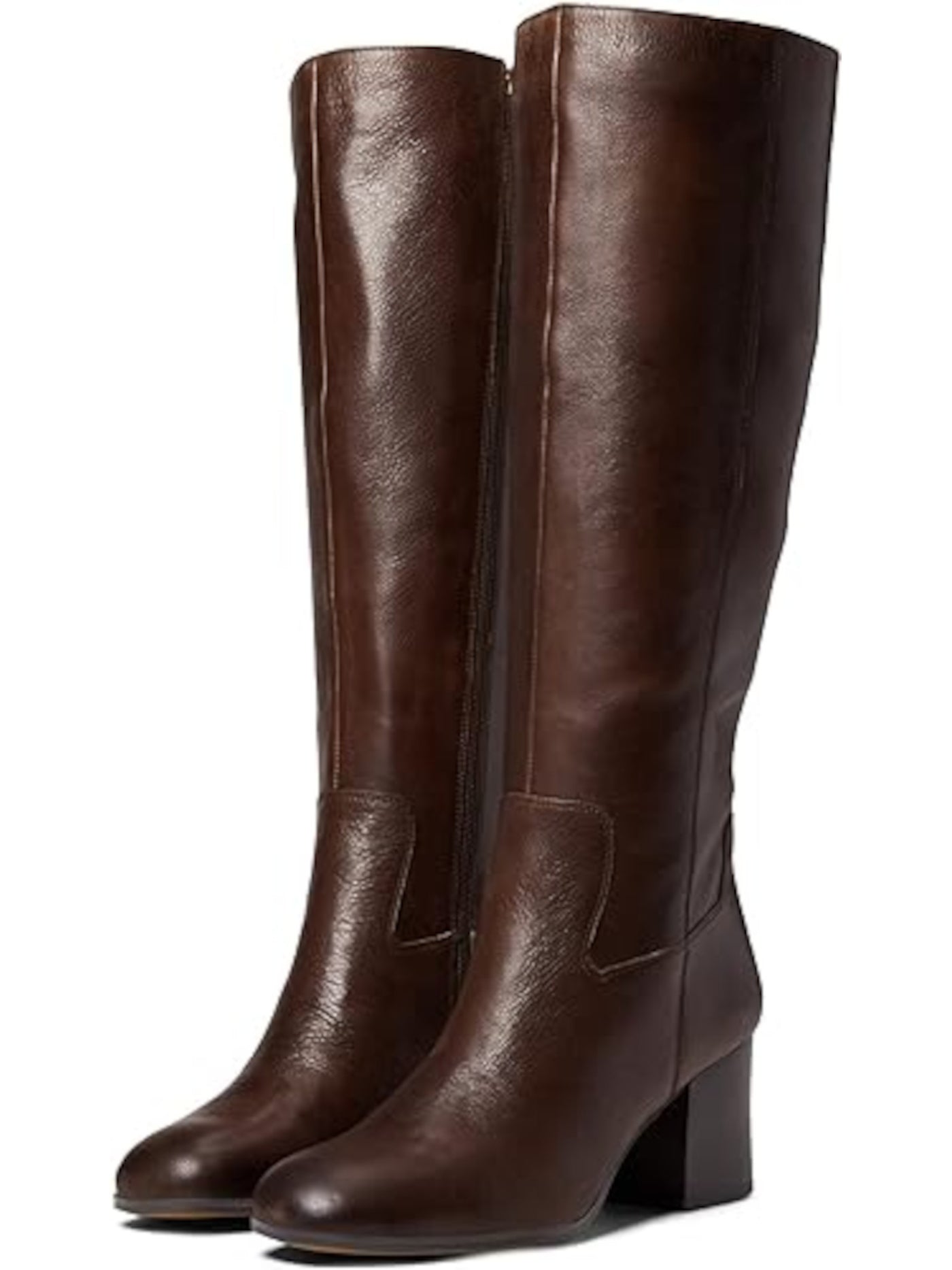 FRANCO SARTO Womens Brown Padded Anberlin Round Toe Block Heel Zip-Up Leather Heeled Boots 5.5 M