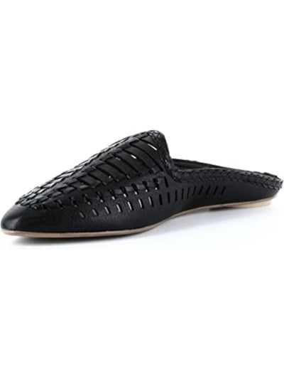 DOLCE VITA Womens Black Woven Padded Ginny Almond Toe Slip On Leather Mules 6.5