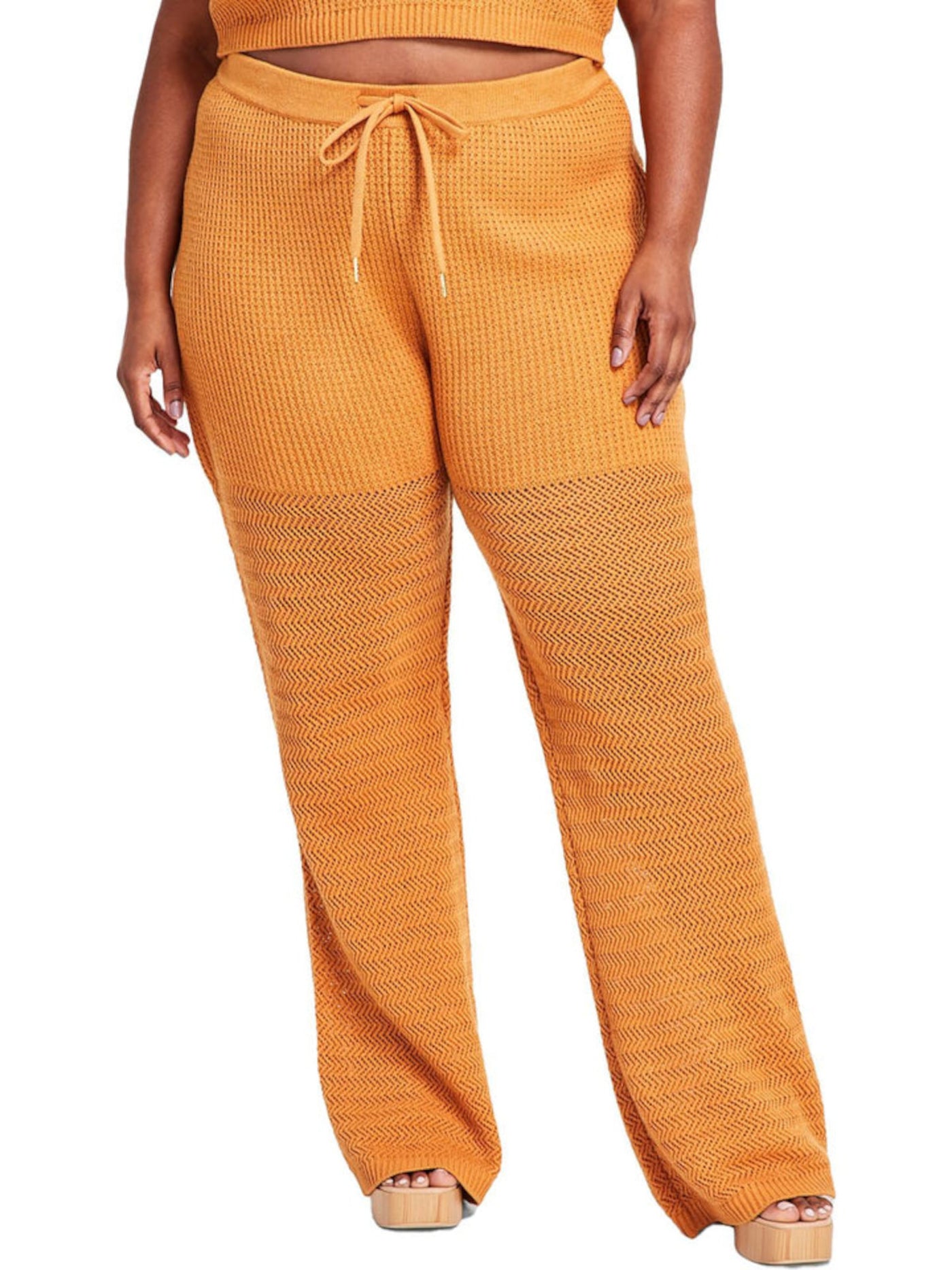 NINA PARKER Womens Orange High Waist Pants Plus 2X