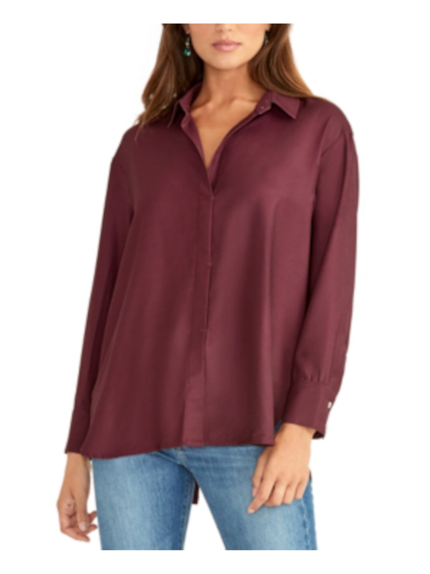 RACHEL RACHEL ROY Womens Purple Long Sleeve Collared Tunic Top S