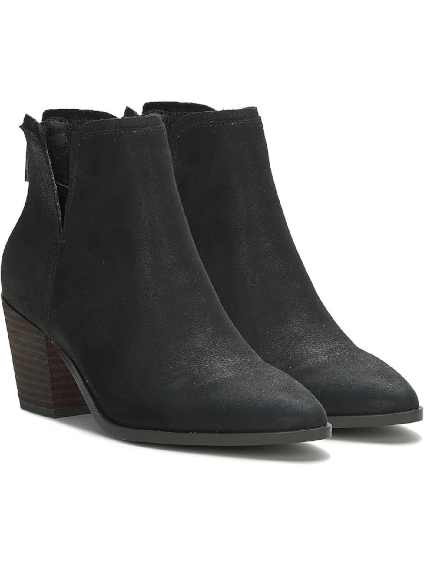 LUCKY BRAND Womens Black V-Notched Padded Beylon Almond Toe Stacked Heel Zip-Up Leather Booties 10 M