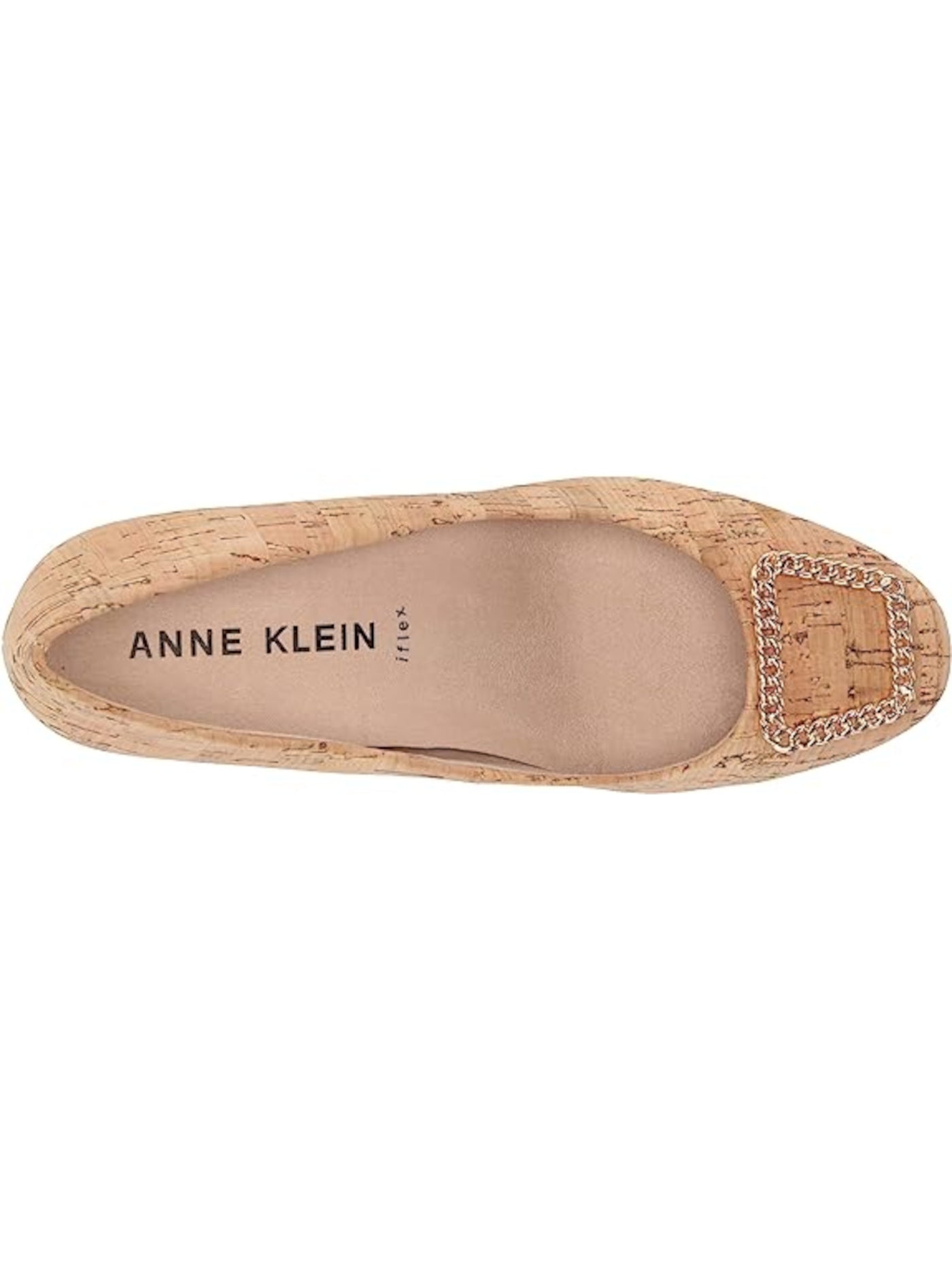 ANNE KLEIN Womens Beige Buckle Accent Removable Insole Senna Round Toe Wedge Slip On Pumps Shoes 6.5 M