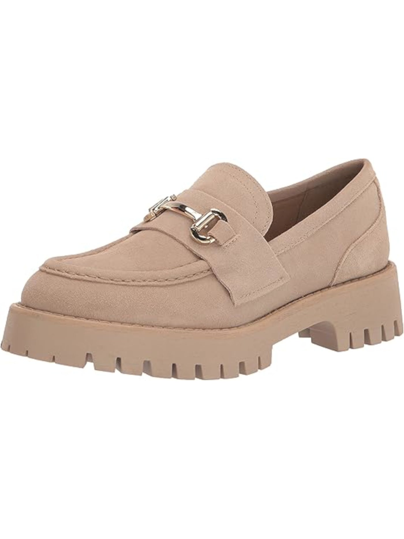 STEVE MADDEN Womens Beige 1" Platform Bit Hardware Treaded Padded Lug Sole Lando Round Toe Slip On Leather Loafers Shoes 8 M