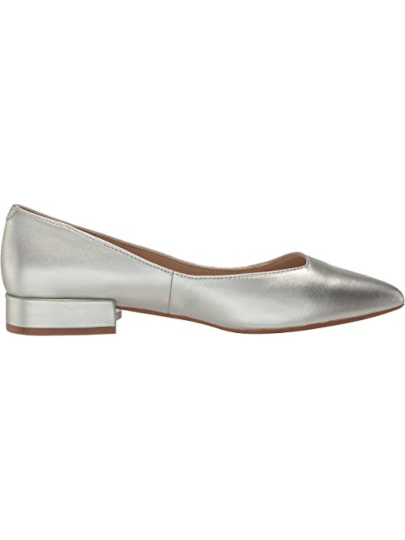 KENNETH COLE NEW YORK Womens Silver Cushioned Camelia Pointed Toe Block Heel Slip On Leather Dress Flats Shoes 6 M