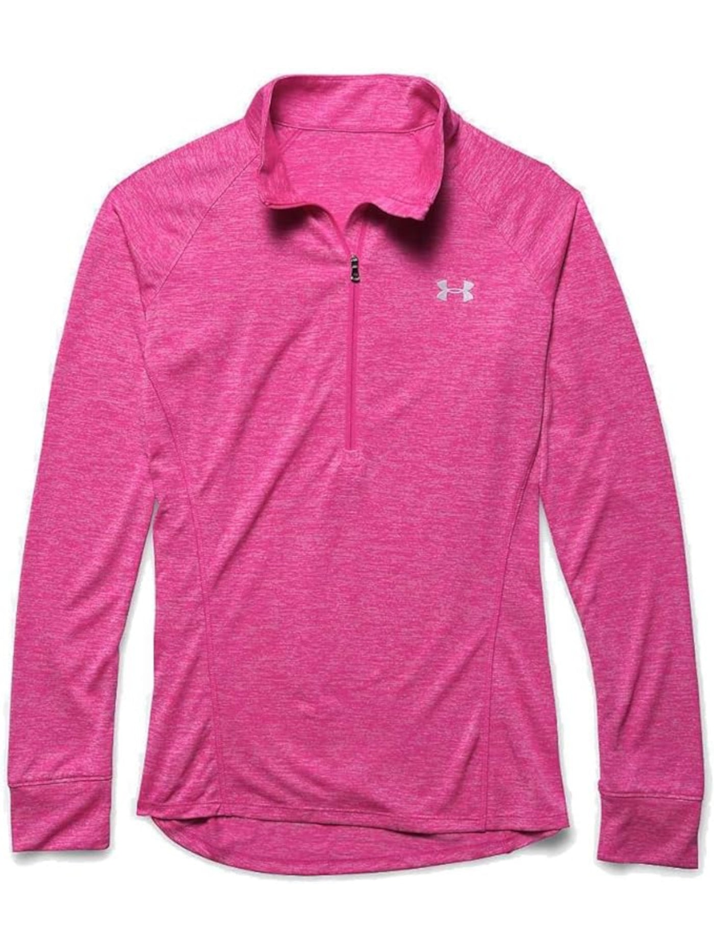 UNDER ARMOUR Womens Pink Heather Long Sleeve Zip Neck Top SM