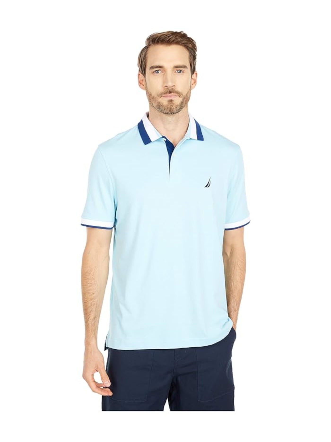 NAUTICA Mens Blue Short Sleeve Classic Fit Cotton Polo M