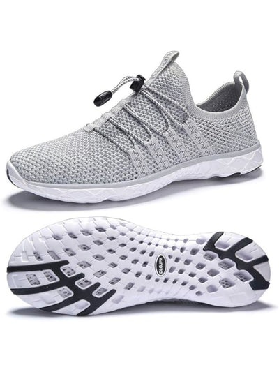 DLGJPA Mens Gray Quick Dry Comfort Water Shoes Non-Slip Breathable Round Toe Sneakers Shoes 36