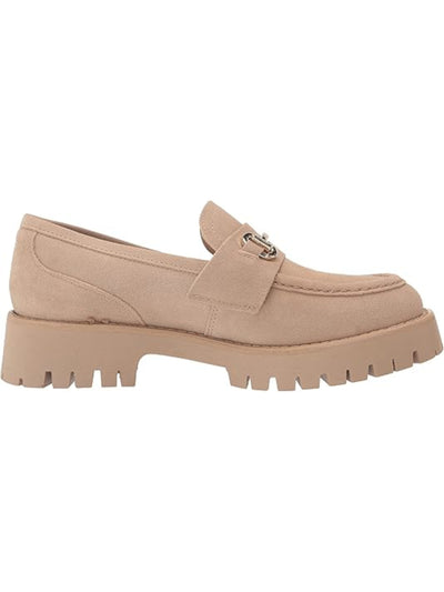 STEVE MADDEN Womens Beige 1" Platform Bit Hardware Treaded Padded Lug Sole Lando Round Toe Slip On Leather Loafers Shoes 8 M