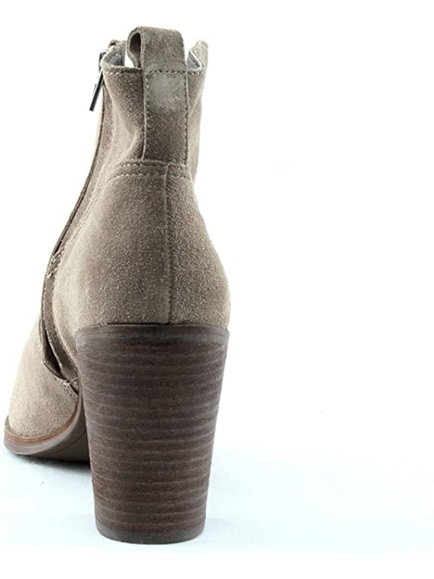 DOLCE VITA Womens Beige Padded Saint Almond Toe Stacked Heel Zip-Up Suede Booties 7