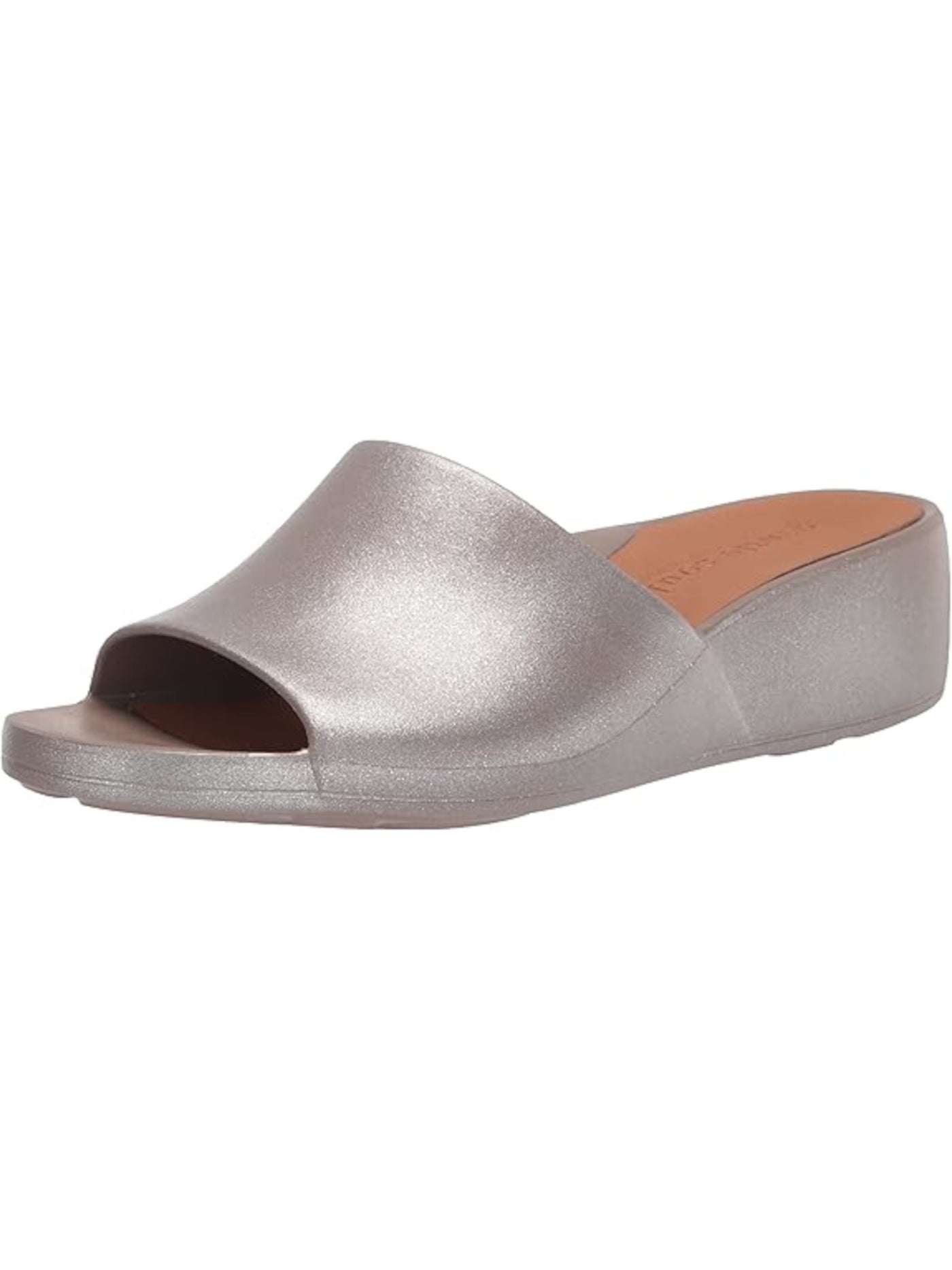 GENTLE SOULS KENNETH COLE Womens Silver Metallic Cushioned Arch Support Gisele Round Toe Wedge Slip On Slide Sandals Shoes 9