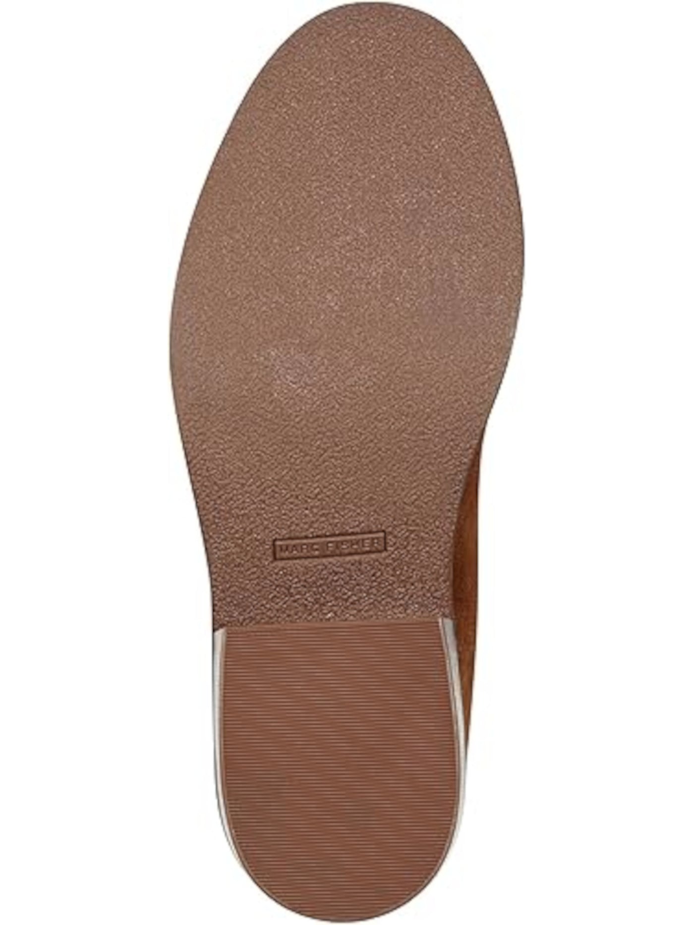 MARC FISHER Womens Brown Heel Pull-Tab Goring Padded Modesty Round Toe Stacked Heel Chelsea Boot M