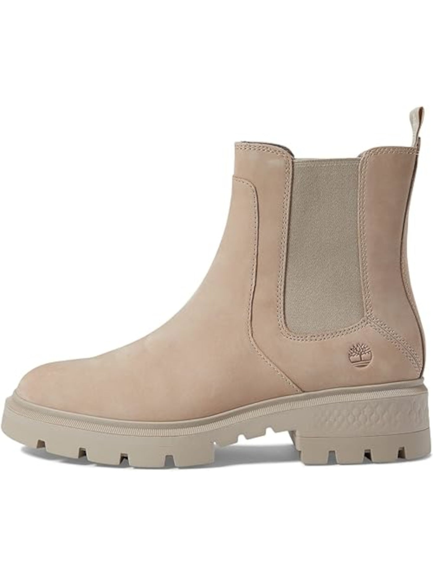TIMBERLAND Womens Beige Back Pull-Tab Lug Sole Cushioned Cortina Valley Round Toe Block Heel Leather Chelsea 8.5