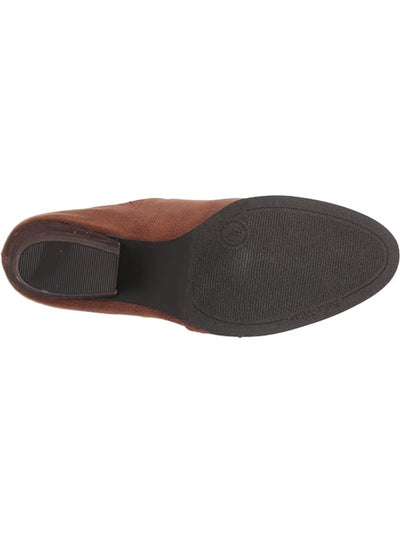 BELLA-VITA Womens Brown Padded Zipper Accent Goring Carlene Almond Toe Slip On Heeled Mules Shoes W