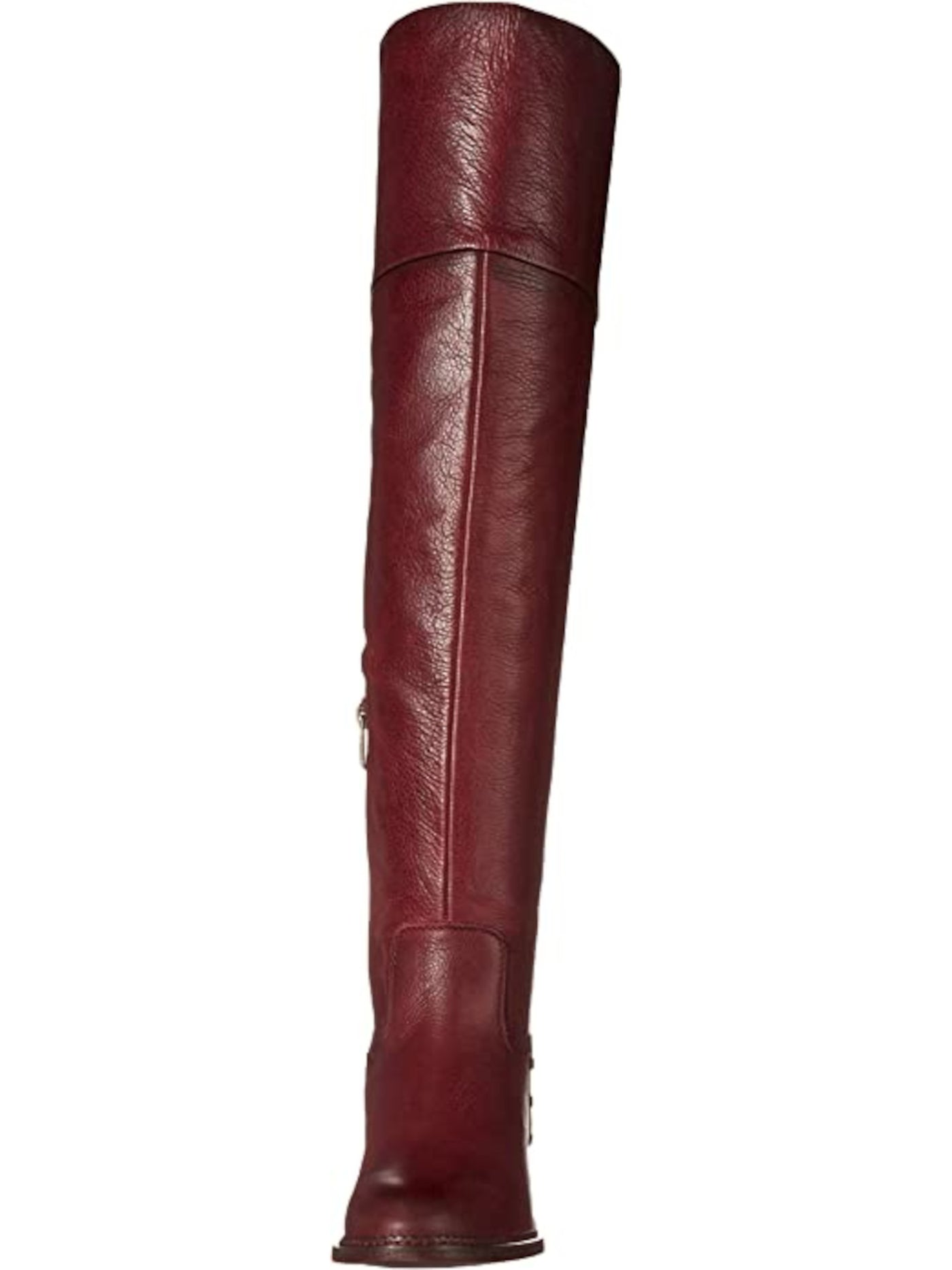 FRANCO SARTO Womens Maroon Comfort Studded Haleen Round Toe Block Heel Zip-Up Leather Riding Boot M