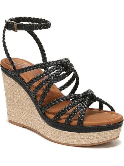 ZODIAC Womens Black 1" Platform Ankle Strap Padded Arch Support Braided Strappy Shana Round Toe Wedge Buckle Espadrille Shoes 10 M