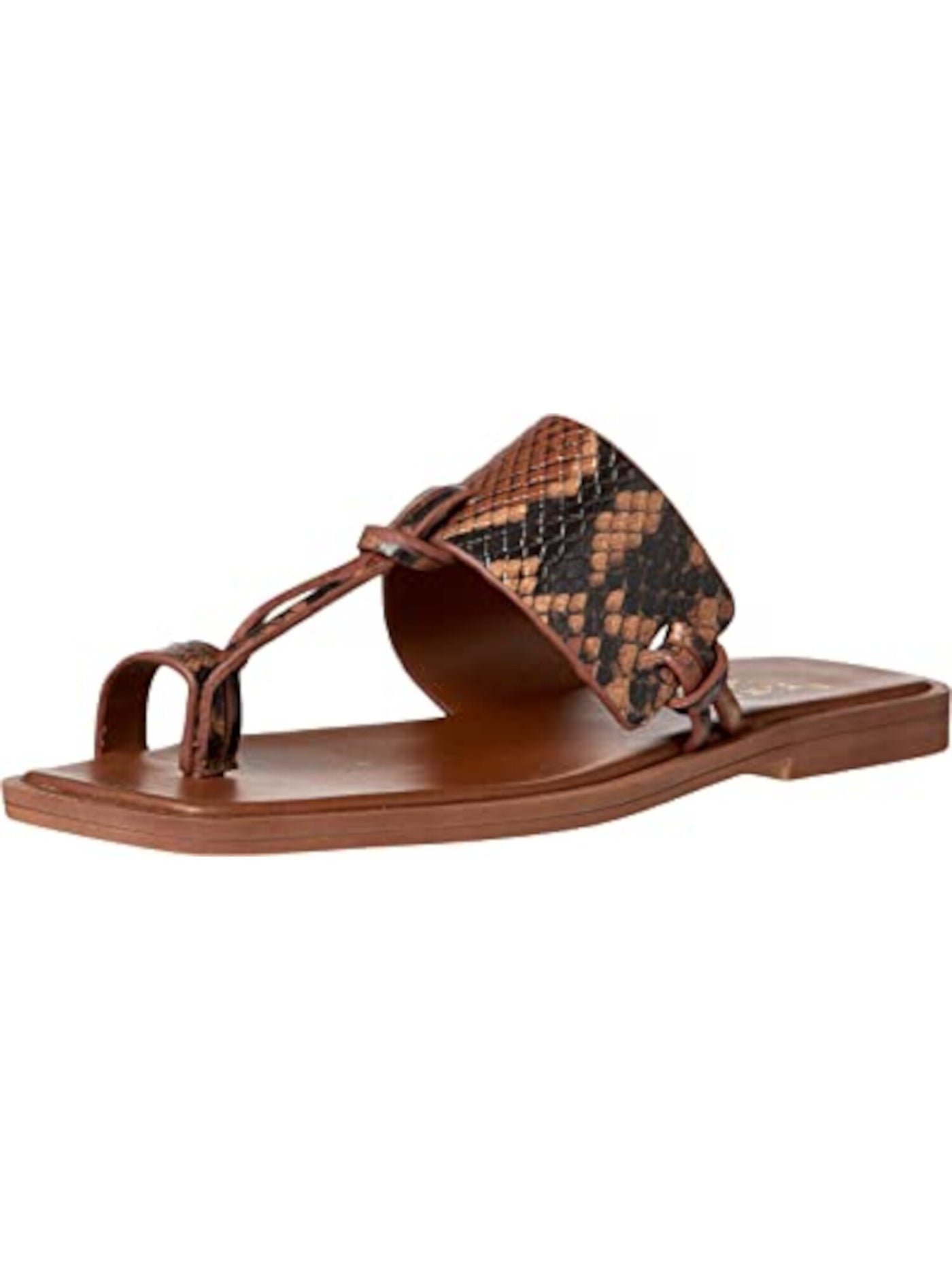 FRANCO SARTO Womens Brown Snake Skin Toe Ring Milly Square Toe Slip On Slide Sandals Shoes 5 M